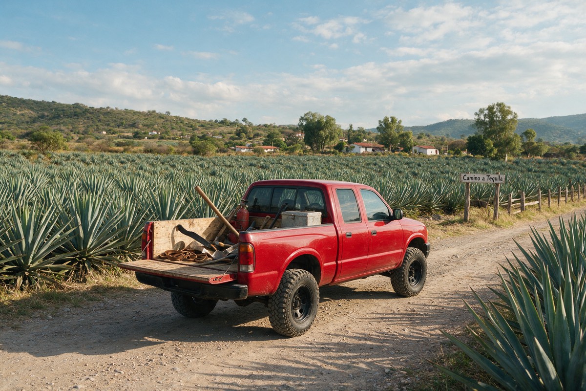 Pickup de trabajo en un camino de Jalisco